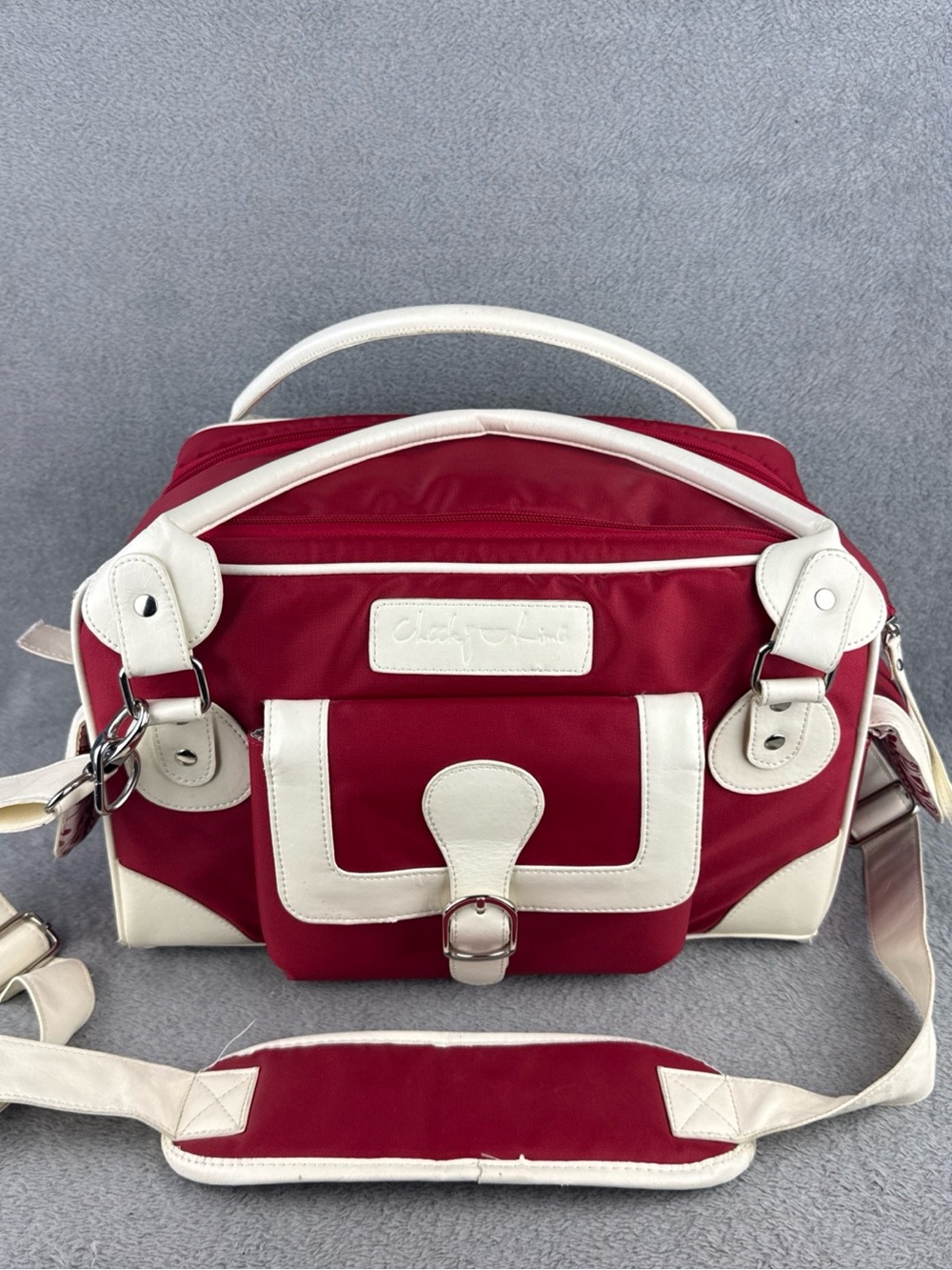 Cheeky Lime RED White Camera Bag Purse Case Floral Adjustable Inserts Canvas